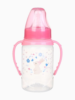 Бутылочка для кормления малыша M&B «Доченька», классическое горло, с ручками, от 0 мес., 150 мл., розовый