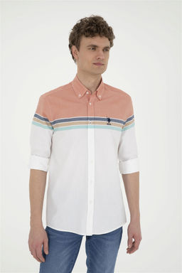 Мужская рубашка с длинным рукавом кирпичного цвета Неожиданная скидка в корзине