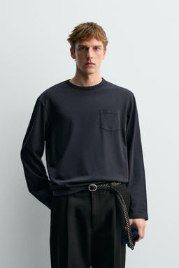 CAMISETA MANGA LARGA BOLSILLO AARON LEVINE X ZARA / Marino фото 2