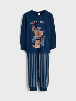 Bask?l? Erkek ?ocuk Pijama Tak?m?
