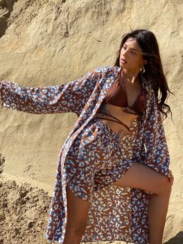 6885 Костюм из кимоно и шорт коричнево-голубой - Martichelli фото 10