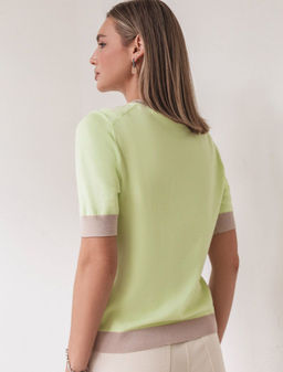 Джемпер с коротким рукавом тонкой вязки из вискозы с люрексом