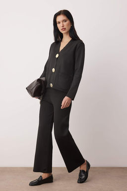 Lacivert V Yaka Dugme Detayl? H?rka-Pantolon Triko Alt - Ust Tak?m TWOAW26AU00045 - Trendyolmilla фото 6