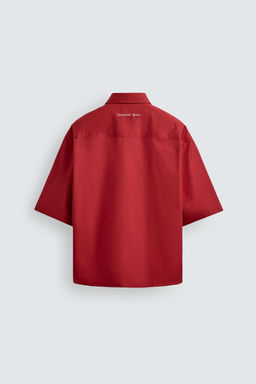 CAMISA RELAXED FIT BORDADOS CONTRASTE / Rojo - Zara фото 8