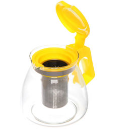 Чайник заварочный стеклянный 1100мл "Ассорти", микс цветов