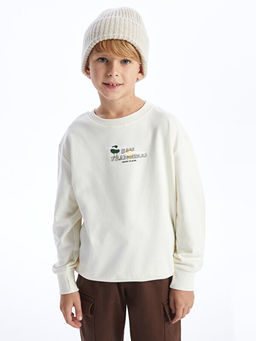 Rahat Kal?p Bisiklet Yaka Bask?l? Erkek ?ocuk Sweatshirt - Waikiki фото 2