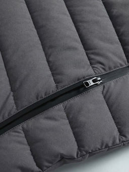 Куртка мужская гибридная стёганая с капюшоном с графеновой подкладкой серого цвета 9627_1Sr