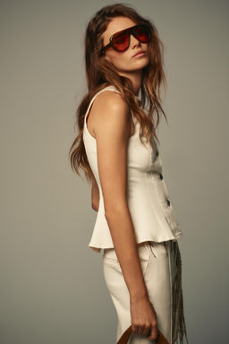 TOPSTITCHED PEPLUM WAISTCOAT - Zara фото 4