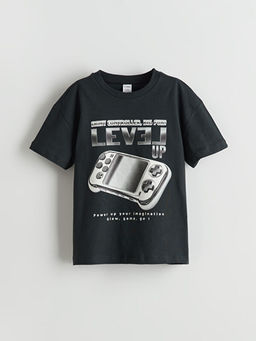 Bisiklet Yaka Bask?l? Erkek ?ocuk Ti??rt