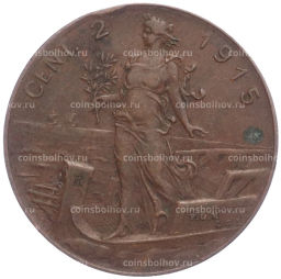 Монета 2 чентезимо 1915 года Италия