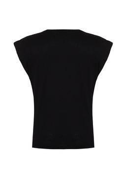 TRENDYOLMILLA Lacivert %100 Pamuk Dugme Detayl? Vatka Gorunumlu Basic Bisiklet Yaka Orme T-Shirt TWOSS23TS00016  фото 16