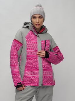 Горнолыжный костюм женский большого размера розового цвета 02272-1R