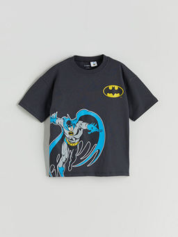 Bisiklet Yaka Batman Bask?l? Erkek ?ocuk Ti??rt