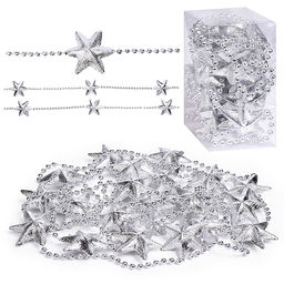 Бусы новогодние "Серебряные" со звёздами (3,5м)