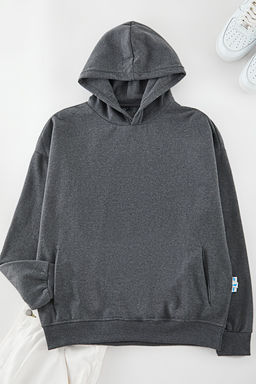 TRENDYOL MAN Indigo Oversize/Genis Kesim Ici Polarl? Kapusonlu Sweatshirt TMNAW25SW00115 - Trendyolmilla фото 2