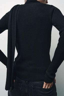RIB KNIT CARDIGAN WITH SCARF - Zara фото 3