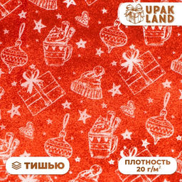 Цена за 20 шт. Бумага упаковочная тишью, новогодняя упаковка Подарки, 50?66 см