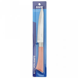 Мрамор Нож кухонный 125мм из нержавеющей стали, пластмассовая ручка, цвета в ассортименте: бежевый, коралловый, в блистере (Китай) - Домашняя мода фото 6