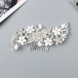 Гребень для волос «Саманта», цветочный, 14.5×6.5 см, серебро