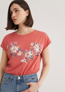 Bask?l? Pembe Tisort - Mavi фото 2