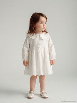 Bebe Yaka Brodeli K?z Bebek Elbise