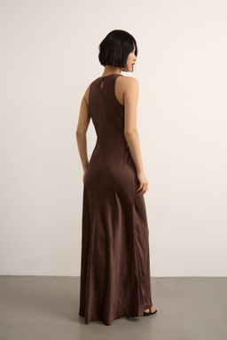 Платье с вырезом халтер из жатого сатина - Mollis фото 5