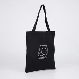 Сумка-шопер Котик, без молнии, без подкладки, цвет чёрный - Nazamok фото 4