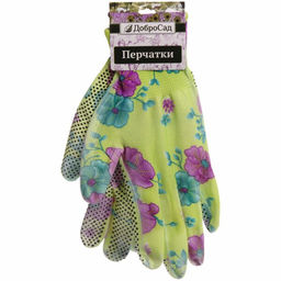 Цена за 12 шт. Перчатки нейлоновые "Фантазия-Фиалка" с ПВХ покрытием полуоблитые с точкой 8 р-р ДоброСад