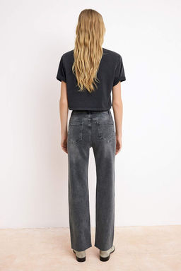 Mavi Kesik Paca Yuksek Bel Az Esnek Straight Duz Kesim Jeans TWOSS26JE00094 - Trendyolmilla фото 8