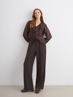 B?y?k Beden Modal Kar???ml? Kad?n Pantolon