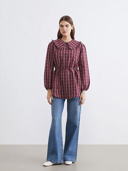 Bebe Yaka Ekose Kad?n G?mlek Tunik