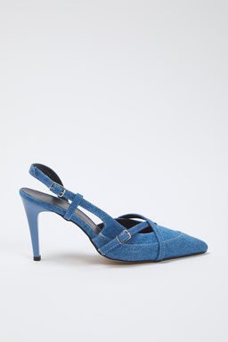 Trendyolmilla Shoes Mavi Denim Kontrast Dikisli Sivri Burun Kad?n Ince Topuklu Ayakkab? TAKSS25TO00105  фото 4