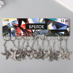 Цена за 12 шт. Брелок для ключей на кольце «Морская звезда», металл, 4.8×4.3 см