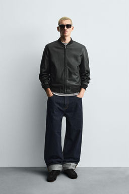 LEATHER EFFECT BOMBER JACKET