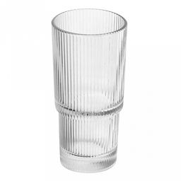 Стакан стеклянный "Помпеи" 300мл, д6,7см, h14см, основание 5см, рифленый, штабелируемый (h5,5см), набор 6шт (Китай)