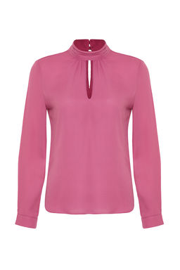 Mor Dik Yaka Uzun Kollu Dokuma Bluz TWOAW20BZ0461 - Trendyolmilla фото 7