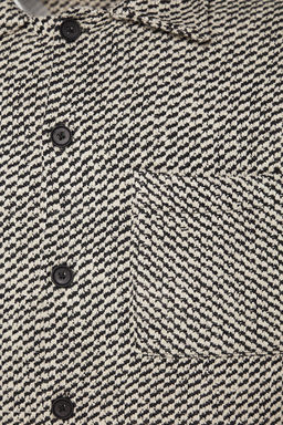 TRENDYOL MAN Siyah Unisex Regular Fit Diagonel Desenli Dokulu Kal?n K?sl?k Gomlek Ceket TMNAW24GO00070 - Trendyolmilla фото 8