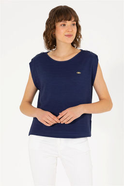 Женская темно-синяя футболка без рукавов с круглым вырезом Неожиданная скидка в корзине - U.s. polo assn фото 2