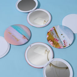 Зеркало складное «Пляж», d=7.5 см, с увеличением, розовое