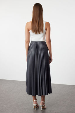 Antrasit Piliseli Duz A-line Orme Etek TWOSS24ET00041