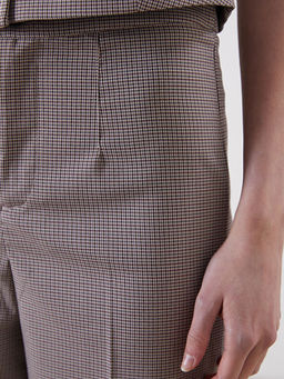 Standart Fit Ekose Kad?n Pantolon