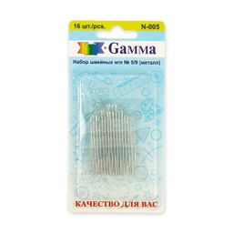 Иглы для шитья ручные Gamma N-005 для шитья №5/9 16 шт. в блистере
