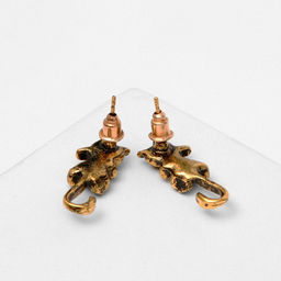 Цена за 2 шт. Серьги металл «Котята» хвостатые, цвет чернёное золото