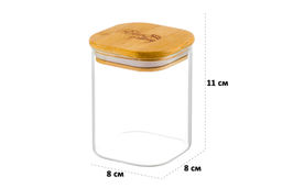 Банка д/хранения 450 мл 8*8*11 см Crystal glass + бамбуков.крышка с силикон. прокладкой, стекло - Elan gallery фото 2