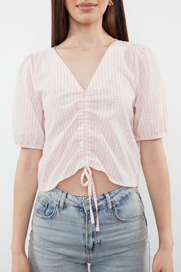 Pudra Buzgulu Potikare Crop Dokuma Bluz TWOSS24BZ00643