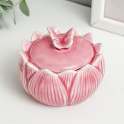 Шкатулка керамика "Бабочка на бутоне" МИКС 6,8х8,5х8,5 см