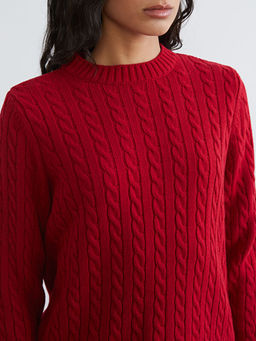 Bisiklet Yaka Kendinden Desenli Kad?n Triko Kazak