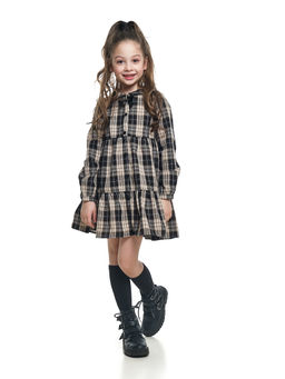 Платье в клетку UD 6831 беж-черн клетка - Mini maxi фото 3