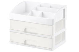 Органайзер для косметики 2 ящика 25,8*17,8*20 см белый/перламутр (модель 330206) - Elan gallery фото 3