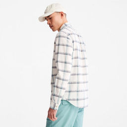 Мужская рубашка Timberland Shirt Eastham River Stretch Poplin Check Regular белая  фото 4